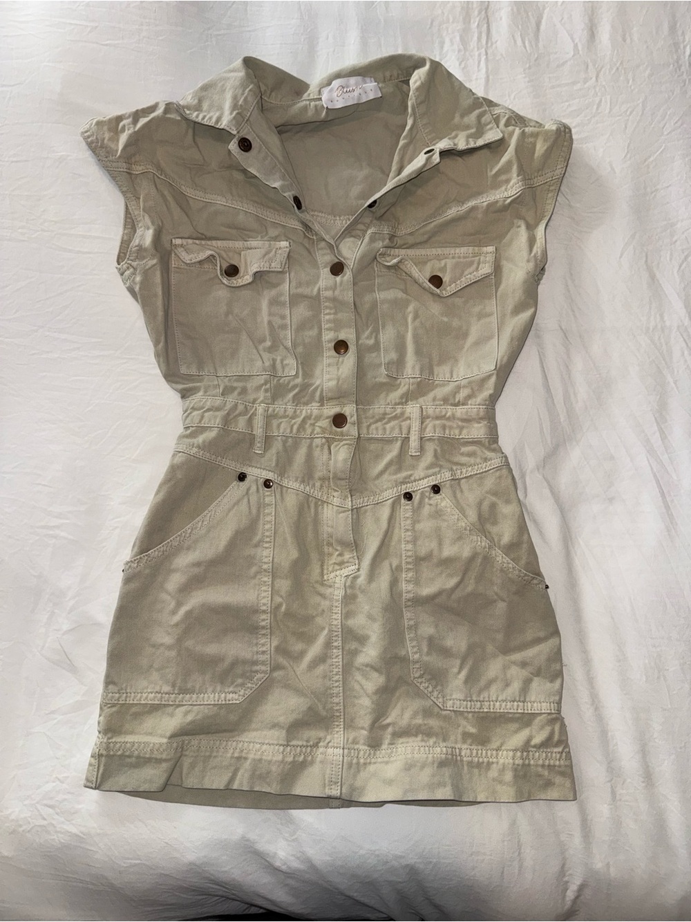Sleeveless Utility Dress in Light Khaki